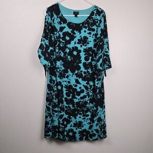 Floral Black and Blue Dress